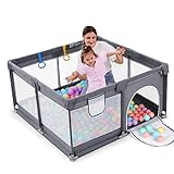 Dripex Box per Bambini 127x127 cm, Recinto per Bambini Tessuto Oxford 300D, box bimbo con rete...
