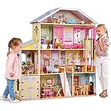 KidKraft Casa delle Bambole in Legno Majestic Mansion con Accessori e Mobili, 4 Piani di Gioco con...