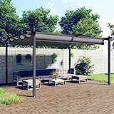 Festnight Pergolato da Giardino, Pergola in Ferro, Gazebo da Giardino con Tetto Retrattile 4x3 m...
