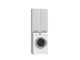 ADGO Pola DD mobiletto per lavatrice, per bagno, ripiano WC, mobile alto (Bianco)