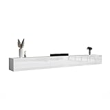 Planetmöbel Pannello Porta TV 300 cm Bianco, Mobile TV Con 3 sportelli per riporre GLI oggetti,...