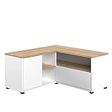 TemaHome Mobile TV ad Angolo, Bianco/Beige (White & Oak), 90