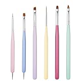 Sularpek 6 Pezzi Pennelli Unghie Gel, Pennelli Nail Art, Nail Art Brush Pen Set, UV Gel Liner...