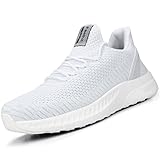 Feethit Scarpe da Running Corsa Uomo Respirabile Mesh Sportive Platform Sneakers Bianco 41