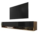 Selsey WANDER - Mobile TV Sospeso/Porta TV Moderna/Rovere Dorato Nero Lucido / 180 cm