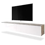 Selsey KANE - Mobile TV a Parete/Stile Scandinavo/Tavolino TV / 180cm / Grigio Concreto e Bianco