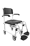 KMINA PRO - Sedia Doccia Disabili con Ruote, Sedia a Rotelle Doccia, Sedia Comoda WC per Anziani con...