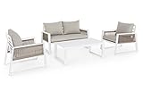 Bizzotto Salotto SALOTTINO Set da Giardino per Esterno Captiva in Alluminio Bianco Divano POLTRONE