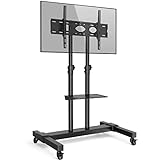 RFIVER Supporto TV da Pavimento con Ruote Carrello Staffa Porta Mobile Stand Regolabile in Altezza,...
