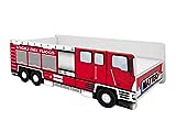 ACMA Letto Bambini Bambino Auto Letti Materasso Vigili del Fuoco (140x70 cm + Nome)