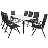 CASARIA Set Tavolo e Sedie da Giardino Bern 8+1 Alluminio Bern Schienale 7 Posizioni Balcone Patio