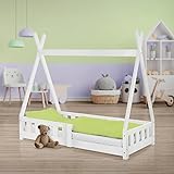 ML-Design Lettino per Bambini Design Teepee con Sponde Protezione Anticaduta Recinzione Rete a Doghe...