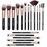 Pennelli Trucco oro Rosa 18 Pezzi Premium Set Viso e Occhi, Sintetici per Fondotinta Correttori in...