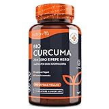 Curcuma Bio con Piperina e Zenzero - 180 Capsule di Curcuma e Piperina Vegana ad Alto Dosaggio...