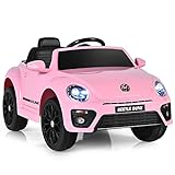 COSTWAY 12V Volkswagen Macchina Elettrica per Bambini, Auto Maggiolino con Luci Telecomando Musica...