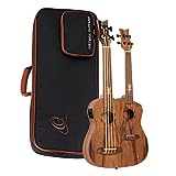 Ortega Custom Built Series Double Neck UkeBass & Tenor Ukulele – Lizard Design + Custodia