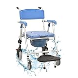 Sedia WC Pieghevole,Sedia WC con Rotelle WC Portatile per Adulti Anziani Fino a 150kg Sedia da...