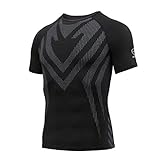 AMZSPORT Maglietta a Compressione da Uomo Manica Corta T-Shirt Running Maglia Sportiva da Ciclismo...