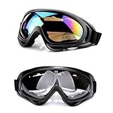 BECILES 2 occhiali da sci, snowboard, protezione UV, occhiali da motocross, compatibili con casco,...