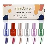 Smalto per Unghie Gireatick 6 Colori Metallizzato, Smalto per Unghie a Lunga Durata Effetto...