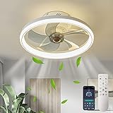 LMiSQ Moderno Ventilatore da Soffitto con Luce e Telecomando 48W 50CM Lampadario Ventilatore da...