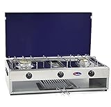 Fornello a gas Metano 2 fuochi con grill inox per uso esterno Cfparker mod 552GBm Colore Grigio Blu...