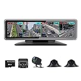 Dash cam per auto panoramica a 360 gradi Specchietto retrovisore con telecamera di registrazione AHD...
