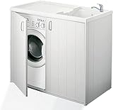 Negrari 5008PAM Mobile Coprilavatrice e Lavatoio Reversibile, Resina da Esterno, Bianco