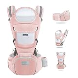 Marsupio Neonati Ergonomico, Porta Bambino con Sedile Multiposizione, con PoggiaTesta e Cappuccio,...