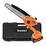Mini Motosega a Batteria, Grenintol Motosega a batteria 8 Pollici, 3.0Ah, 2 Batterie, 24V, Motosega...