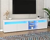 Azkoeesy Mobile TV Lowboard lucido con illuminazione a LED, 180 cm, mobile TV, 3 ante e ripiano in...