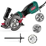 Sega Circolare 750W, HYCHIKA Mini Sega Circolare 3500RPM, Profondità Di Taglio Massima 48 mm (90°)...
