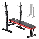 ISE SY-544-BK - Panca per sollevamento pesi pieghevole, regolabile, con supporto per bilanciere e...
