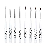 8 Pezzi Pennelli per Unghie,Pennello Gel Unghie, Spazzola di Arte del Chiodo per Nail Art Design,...