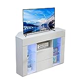 Dripex Mobile Porta TV con Luci LED Armadio per Supporto la TV Mobile ad Angolo Bianco Lucido...