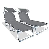 VOUNOT Set di 2 Lettino Prendisole Pieghevole, con Tettuccio Parasole e Schienale Regolabile, per...