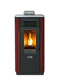 QLIMA Stufa a Pellet Fiorina 74 S-Line Potenza Termica 7.45 kW 200 m3 Riscaldabili Colore Rosso