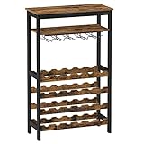 SONGMICS Portabottiglie da Terra per 24 Bottiglie, Scaffale per Bottiglie di Vino e Calici,...