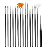15 Pezzi Brush Nail Painting Brush Pen, Gel Ricostruzione Pennelloper Unghie, pennelli per dettagl...