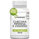 Curcuma Piperina Plus Zenzero Vitamina C-130 cpr-Altissimo Dosaggio Naturale Di Estratto Curcuma...
