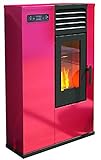 Eva Stampaggi 98017-10 Pellet Susy Slim Stufa Punto Fuoco, 7.5 KW, Rosso