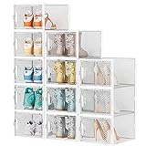 SIMPDIY 12 pcs Scatole per Scarpe,Scatole Portascarpe in Plastica Trasparenti impilabili,...
