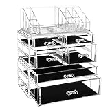 SONGMICS Organizzatore per Cosmetici, Porta Trucchi con 6 Cassetti e 16 Scomparti di Diverse...