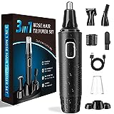 Taglia Peli Naso e Orecchie 3 in 1 Set Ricaricabile via USB, Tagliacapelli Professionale Indolore...