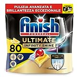 Finish Ultimate Infinity Shine Pastiglie Lavastoviglie al Limone, 80 Capsule, con Scudo Prottettivo...