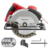 Sega Circolare Elettrica 1500W 12A 5500RPM con Lama per Sega Circolare da 7-1/4'', 3 Lame (24T+...