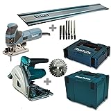 Makita meu029j sega ad affondamento SP6000J + Seghetto alternativo 4351 fctj + Guida + Makpac