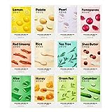 Missha Airy Fit Sheet Mask, Skin-Fit Daily Sheet Mask With Perfect Adhesion - 12 Pezzi, Idratante,...