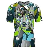 HANGON T-Shirt Tecnica Uomo Manica Corta Wolf Maglia Trekking, Trail Running, Traspirante (L)