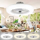 Lospitch Ventilatore a Soffitto con Lampada 80W, Ultra-Silenzioso 3 Velocità Regolabile Fan...